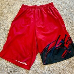 Jordan Flight Dri Fit Basketball Shorts. Red and Black Mens.